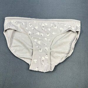 Auden Womens Size Medium Bikini Panty Floral Print Gray New Without Tags